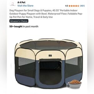 Foldable Small Pet Playpen - Beige and Blue Small Pets Playpen